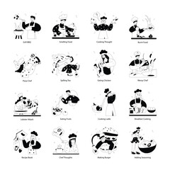 Fototapeta premium Bundle of Professional Cooking Doodle Mini Illustrations
