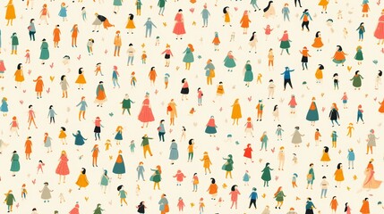 Tiny Cute Painted Figures Pattern Texture Wallpaper Background