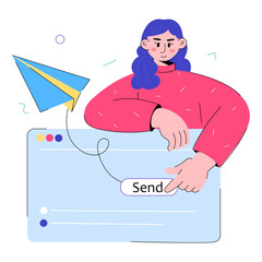 Latest doodle mini illustration of sending text 