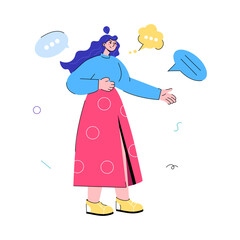 Get this doodle mini illustration of talking girl  