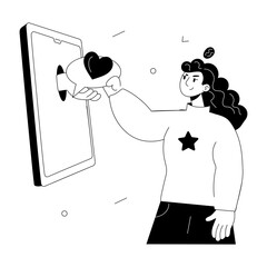A doodle mini illustration of online dating 