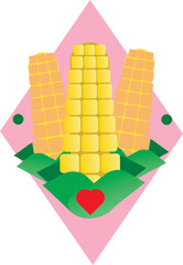 three corn cobs logo vector