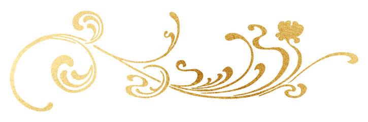 Gold ornament divider png sticker, leafy vintage design, transparent background