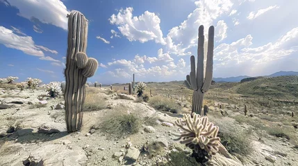 Plexiglas foto achterwand Scenic View of Saguaro Cacti in the Breathtaking Arizona Desert Landscape © RECARTFRAME CH