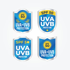Blue Shield template for UV protection modern vector style