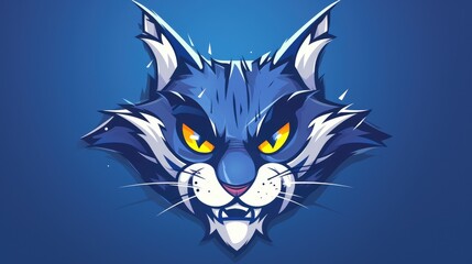 Wildcat Logo featuring a Cat Head as a logotype designed in a cartoon character 2d style is the perfect choice for sports emblems and team mascots