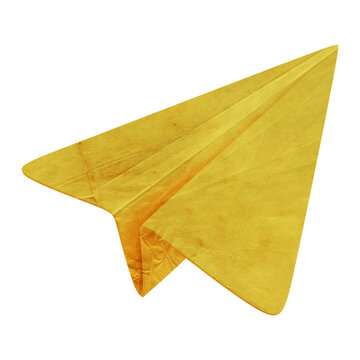 Yellow paper plane png sticker, transparent background