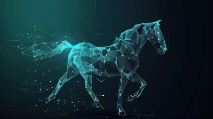 geometric abstract horse. Polygonal wireframe mesh art, origami, peace concept illustration or background AI generated