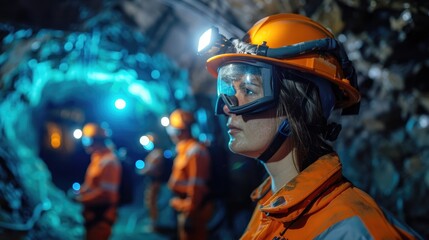 Miners Studying Rock Mechanics for Safe Underground Excavation Simulation - obrazy, fototapety, plakaty