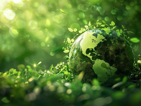 Sustainable energy globe, green future