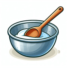 Baking Mixing Bowl with spoon Isolated - obrazy, fototapety, plakaty