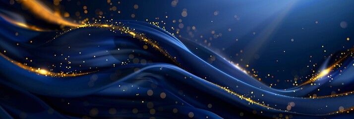 Blue Abstract Background with Luxury Golden Elements Vector Illustration - obrazy, fototapety, plakaty