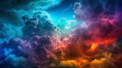 Fototapeta na wymiar color photo of a breathtaking sky filled with majestic clouds, their voluminous presence and dynamic shapes adding depth and drama to the vast expanse above, 