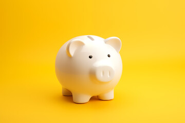 white piggy bank on yellow