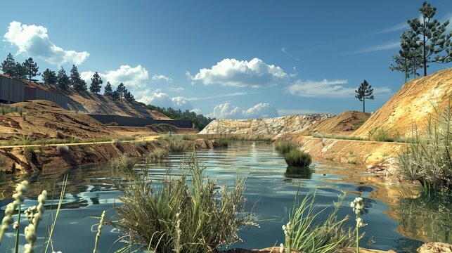 Simulation of Environmentally Friendly Gold Extraction Techniques Showcases Sustainable Engineering Innovations description This image depicts a