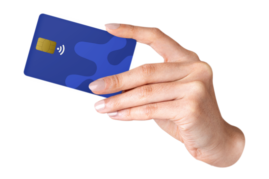 Contactless payment png blue credit card sticker, transparent background