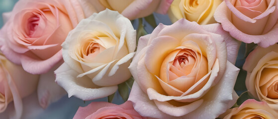 Sweet color roses flower background in pastel tone style