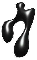 3D liquid metal shape png sticker, abstract graphic, transparent background