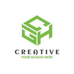 Letter GHC polygon logo monogram. GHC cube shape logotype. GHC hexagon vector capital logo template. GHC house monogram, GHC business and real estate design symbol. Typography modern logo badge emblem