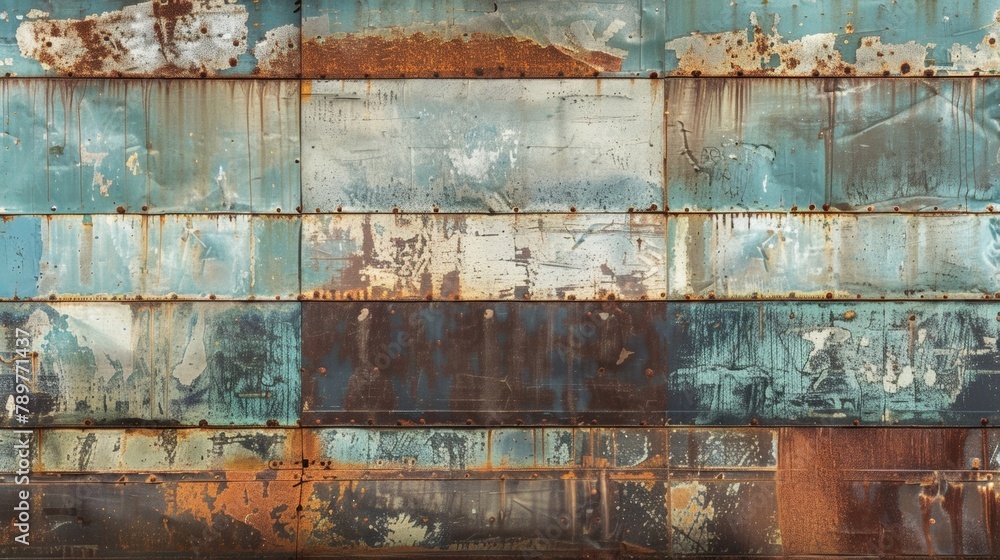 Poster the subtle rust and patina on the metal sheets adds a touch of aged authenticity as if the material 