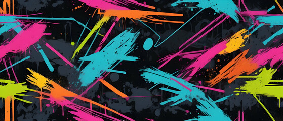 Abstract grunge background. Urban art texture with neon lines, chaotic brush strokes, ink. Colorful graffiti background.