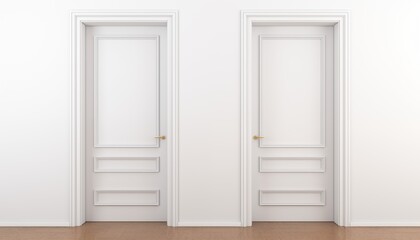two white doors on white walls