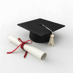 A graduation cap with a diploma 
