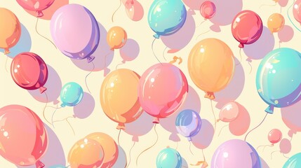 A dreamy backdrop of pastel hued balloons creates a pattern