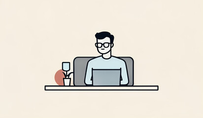a illustration businessman with laptop, person with laptop, person working on laptop, person working on computer, ai, vector design person with laptop
