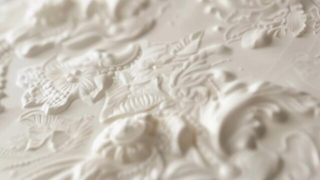 Closeup of a biodegradable packaging material that breaks down naturally through composting and does not leave harmful residues in the environment. The intricate embossed design adds .