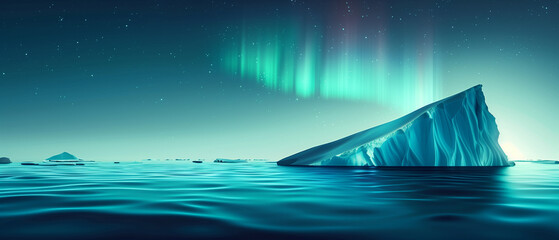 Colorful northern light with iceberg
