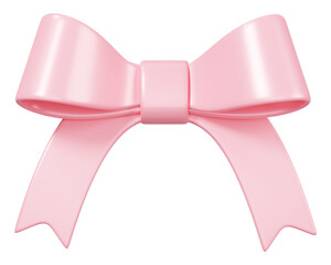 Pink ribbon bow png 3D element, transparent background