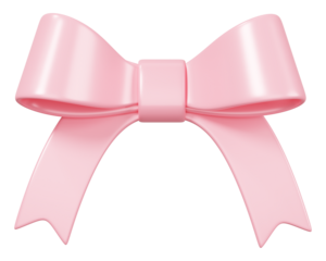 Pink ribbon bow png 3D element, transparent background
