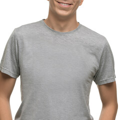 Fair handsome male in t-shirt isolated portrait