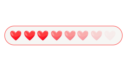 Heart loading bar png 3D element, transparent background