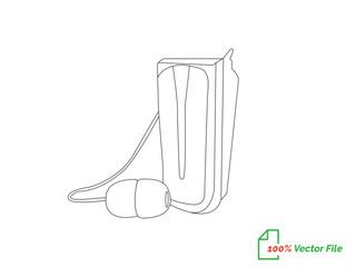 Portable earphones. Isolated vector icon. Headphone continuous single-line outline vector art drawing and simple one-line minimalist design. Air pods icon. Wireless symbol modern simple vector icon. 