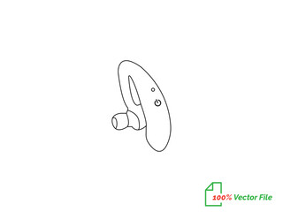 Portable earphones. Isolated vector icon. Headphone continuous single-line outline vector art drawing and simple one-line minimalist design. Air pods icon. Wireless symbol modern simple vector icon. 