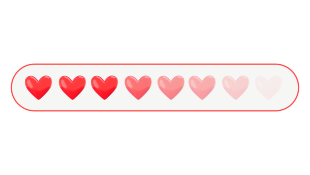 Heart loading bar png 3D element, transparent background