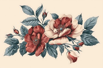 Vintage flower vector illustration. Vintage flowers illustration. Vector version is available under additional formats. . - obrazy, fototapety, plakaty