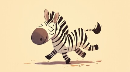 Naklejka premium A whimsical hand drawn illustration of a zebra taking a leisurely walk