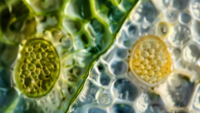 A comparison of two different types of stomata found in plants the typical kidneyshaped stomata and the less common porelike stomata. . AI generation.
