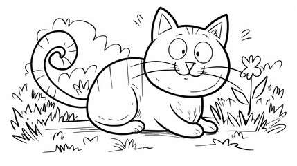 coloring pages or books for children, Cute and funny coloring page, Cartoon illustration, outline picture for coloring kid book, illustration of catc