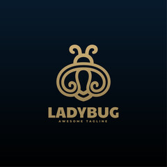 Vector Logo Illustration Ladybug Line Art Style.