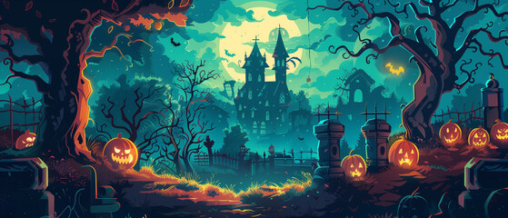 Halloween night banner poster background 