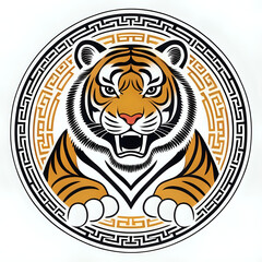 Obraz premium tiger head vector, tiger head vector illustration, tiger head, icon tiger, logo tiger, circle tiger, shio harimau, 
