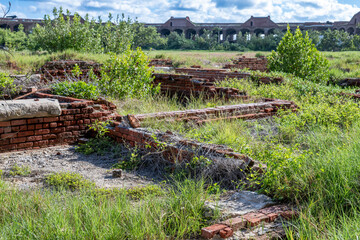 inner foundation ruins of the courtyard of Fort Jefferson on Dry Tortugas National Park.