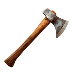 ax with wooden handle isolated on transparent background Generative Ai.