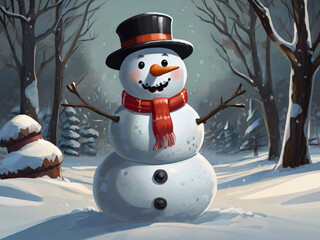 Obraz premium snowman with hat
