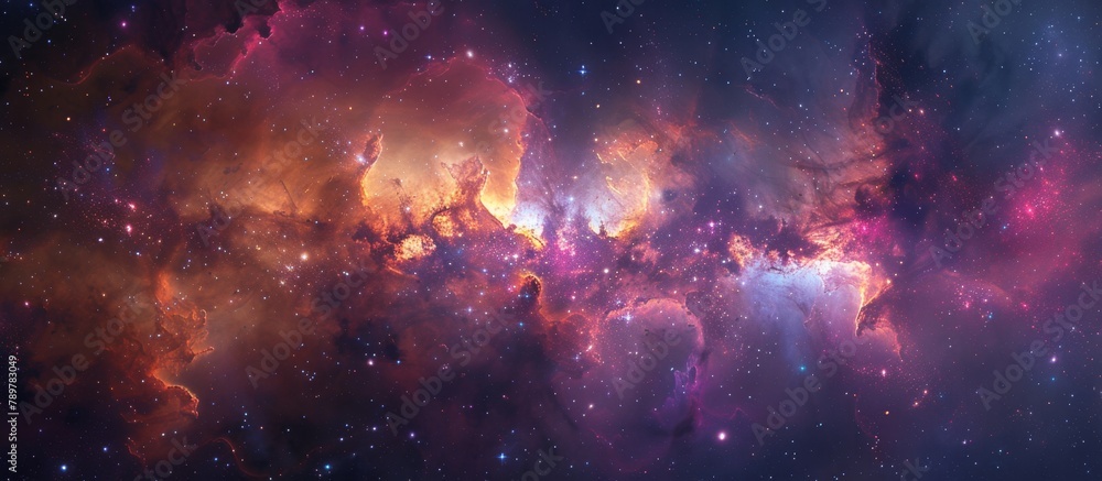 Poster endless celestial space displaying a multitude of shining stars glittering and forming a large star 
