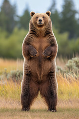 Standing Brown Bear in Natural Habitat